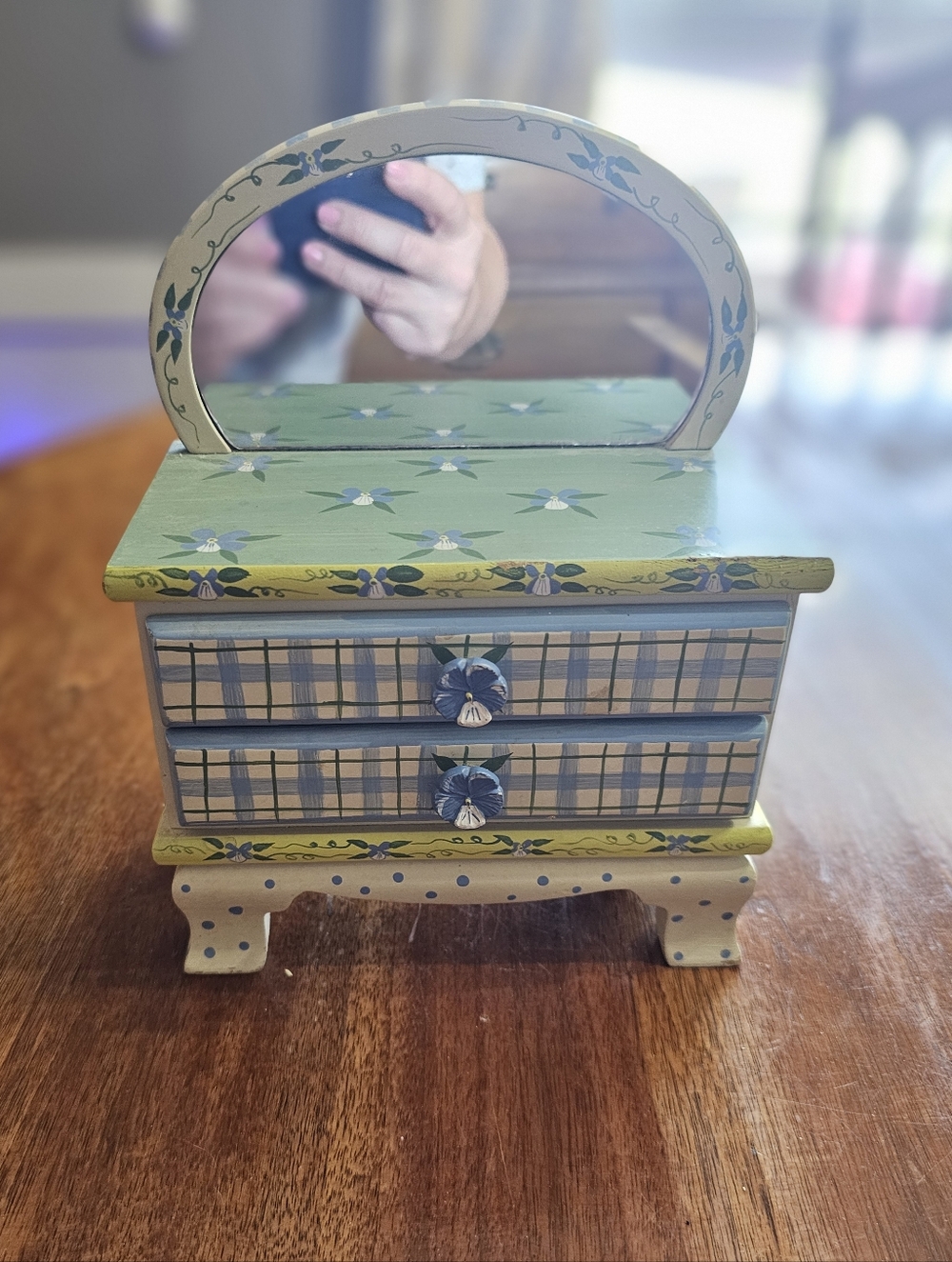 Mud Pie Wooden Jewelry Box with Mirror